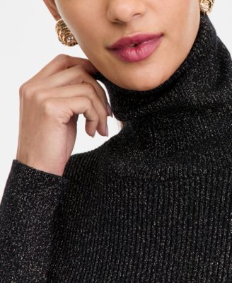 Women's Metallic Turtleneck Sweater Dress, Macy's Exclusive