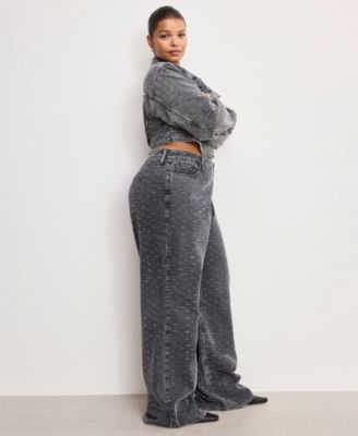 Women's Dolly Joleans Crystal Good Skate Wide Leg Jeans, Regular & Plus Size