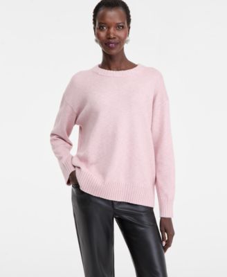 Women's Ribbed-Trim Crewneck Pullover Sweater, Macy's Exclusive