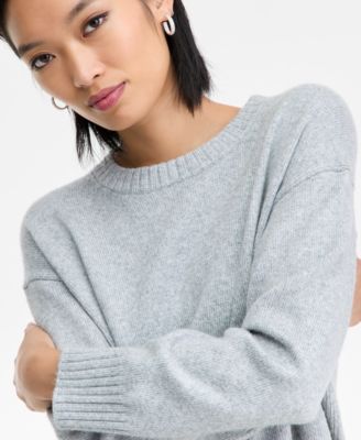 Women's Ribbed-Trim Crewneck Pullover Sweater, Macy's Exclusive