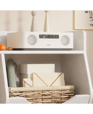 17" White Wood Multi-Tier Bookshelf Toy & Book Storage Kids Room Organizer Shelf for Boys & Girls