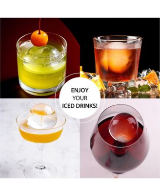 4 Silicone Sphere Ice Mold Tray Ice Ball Maker with Insulated Bucket