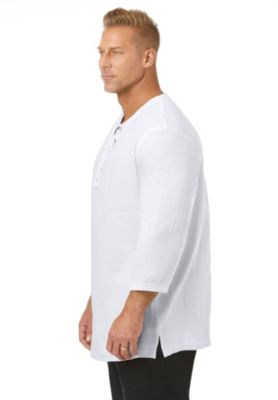 Big & Tall Gauze Lace-Up Shirt