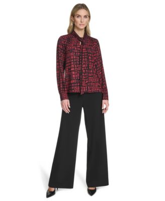 Women's Tie-Front Printed Blouse