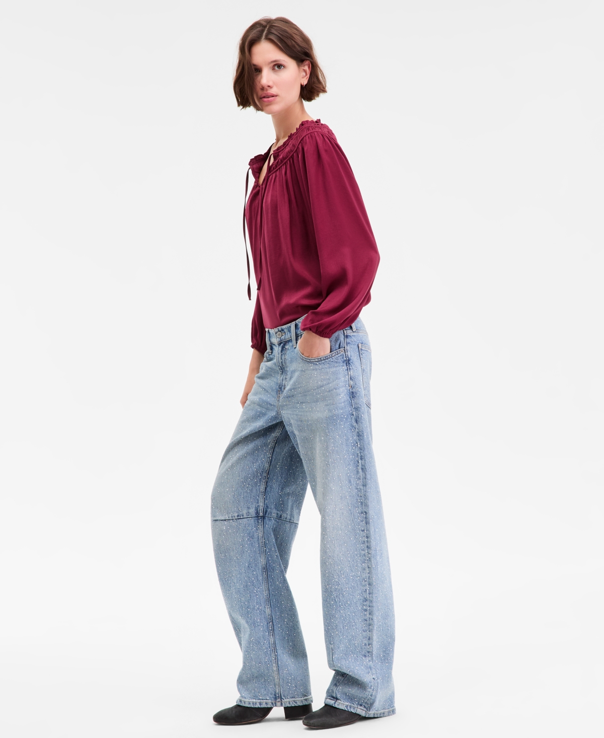 Lucky Brand Women's Lucky Legend Rhinestone Stud Barrel-leg Jeans In Multi