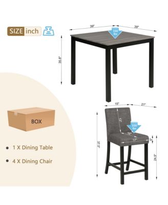 5 Piece Counter Height Table Set with 4 Chairs for Kitchen or Dining Room