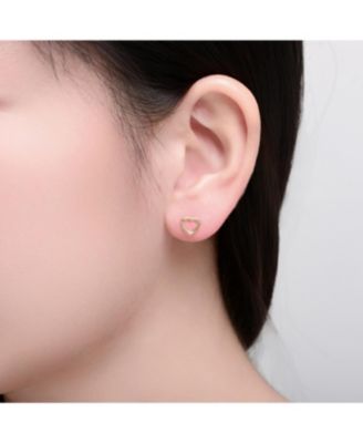 14K Gold Plated Heart Design Stud Earrings