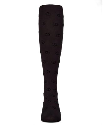 Girls Opaque "Overlapped Heart" Flocked Tights