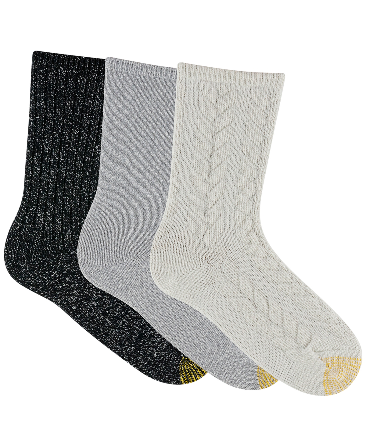 Gold Toe Women's 3-pack Chunky Cable Crew Socks In Multi