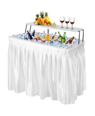 2-Tier Outdoor Portable Folding Ice Cooler Table with Removable ...
