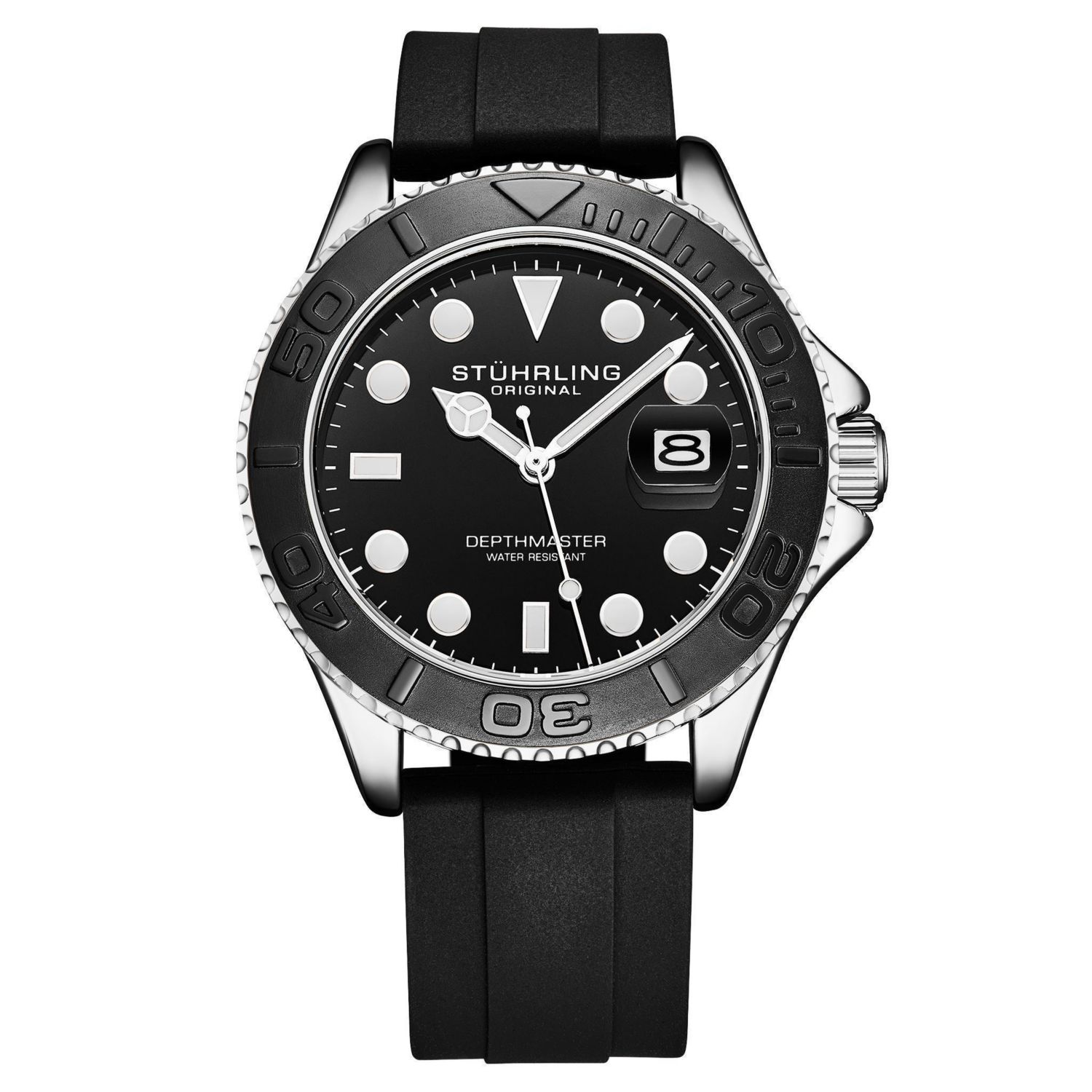 Depthmaster 4072 Men s Quartz Diver Watch - 42mm, Black Dial, Silicone Strap, Rotating Bezel, Date, 100M Water Resistant
