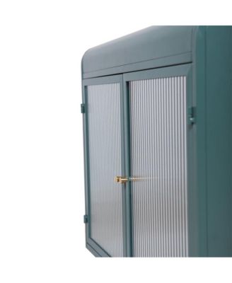 2-Door Wall-Mounted Metal Cabinet Tempered Glass Shelves