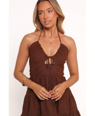 Rilie Halterneck Mini Dress - Brown