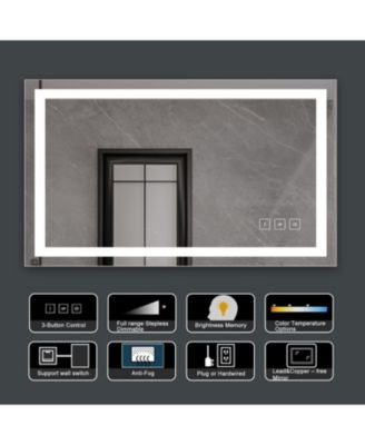 24 x 40 inch LED Lighted Bathroom Mirror, Wall Mounted Dimmable Makeup Vanity Mirror, Tempered Glass Anti-Fog Mirror, 3-Color Adjustable Warm/Natural/White Light, Horizonal & Vertical, ETL Listed