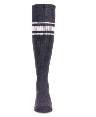 Big Girls Marled Ribbed Stripe Cotton Blend Knee High Socks