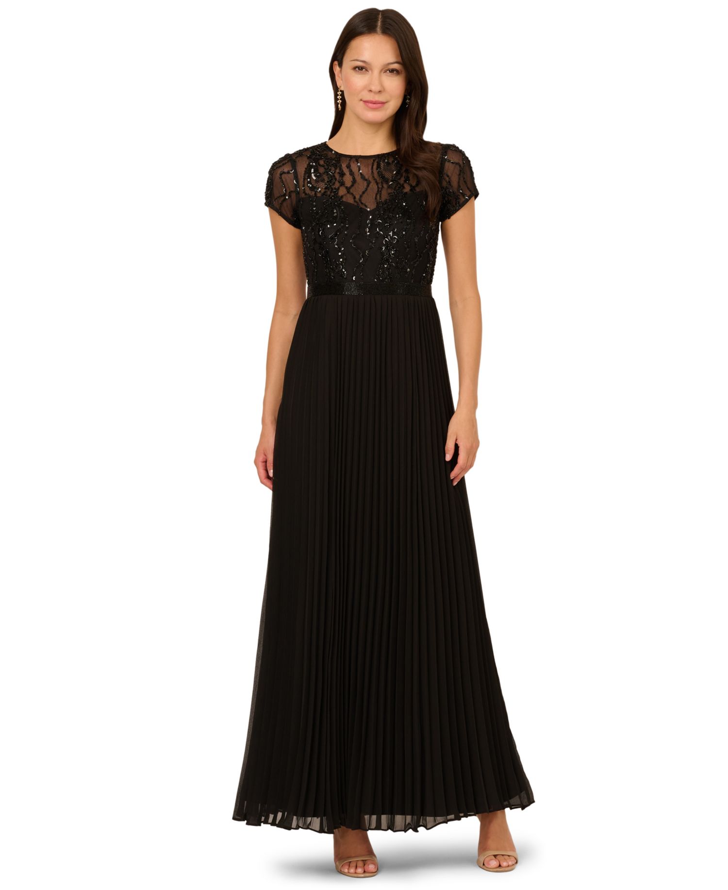 Petite Beaded Pleated Dress