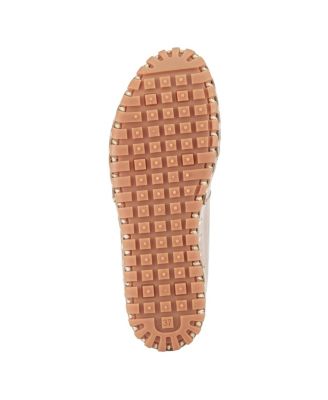Kathaleta Leather Slip-On Comfort Flats with V-Elastic Notch, Arch Support & Removable Insole