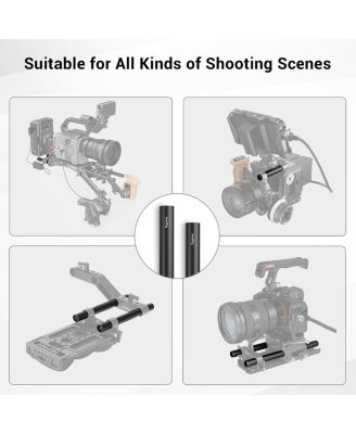 15mm Black Aluminum Alloy Rod Pair, M12 Thread, 8"