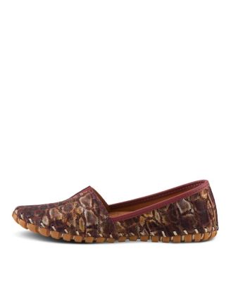 Kathaleta-Spice Metallic Croco Slip-On Leather Flats with Removable Insole & Arch Support
