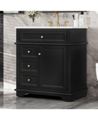 Bathroom Vanity with Sink Soft Closing Door Tip-Out Drawer and Three Drawers