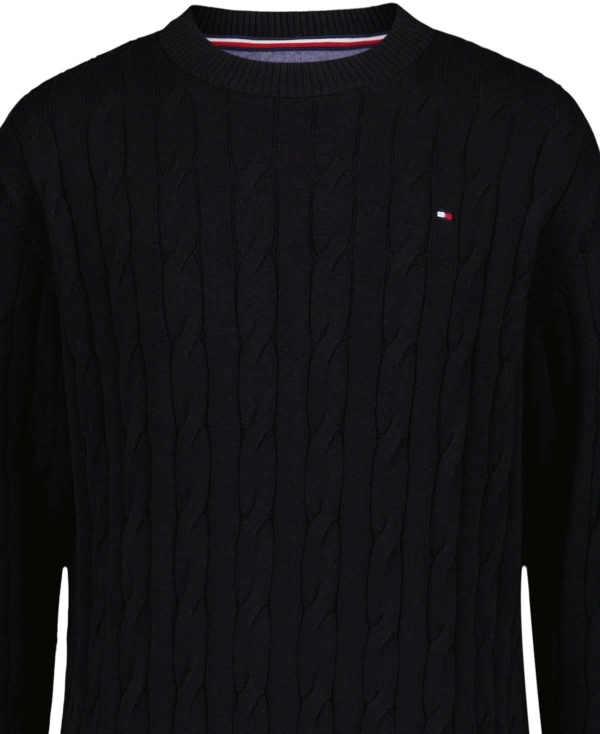 Tommy Hilfiger Boys 8-20 Crewneck Cable Knit Sweater In Black