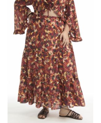 Women's June + Vie Tiered Printed Maxi Skirt