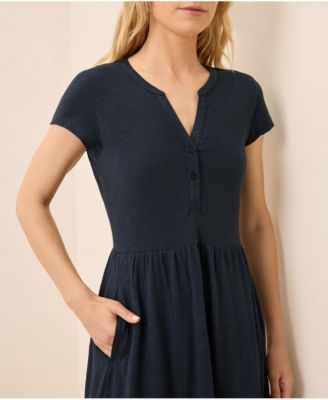 Women's Organic Cotton Relaxed Slub Henley Market Dress