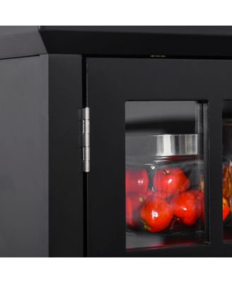 Wooden Kitchen Storage Cabinet with Adjustable Shelves for Dining Room and Pantry