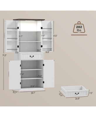 Modern Wooden Kitchen Storage Cabinet with Adjustable Shelves for Pantry and Dining Room