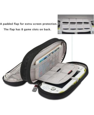 Black Travel Case for PS Vita & PSP - Double Compartment Protective Organizer Bag for PSV, Handheld Consoles & Accessories