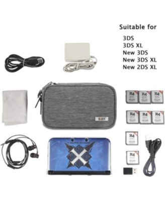 Gray Travel Case for Nintendo 3DS/3DS XL/New 2DS XL - Double Compartment Protective Carrying Bag with Accessory Storage