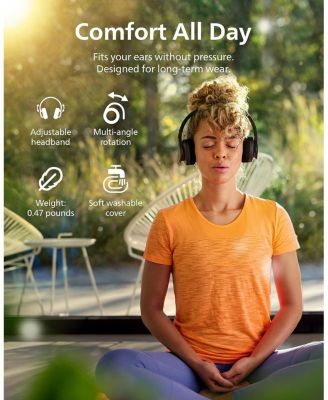 A4216 Wireless Headphones, Over-Ear Bluetooth Headphones with Powerful Bass, 35Hr Battery Life, IP55, Washable cups, Black