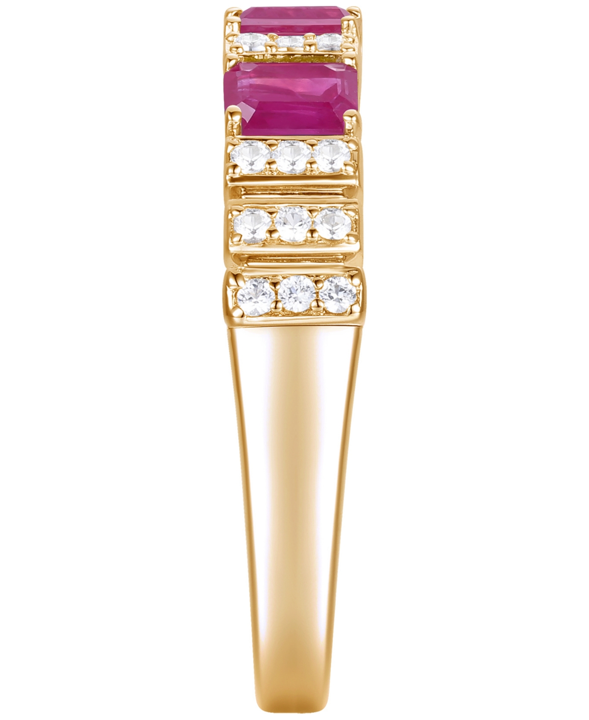 Macy's Gemstone And Diamond Ring (1/6 Ct. T.w.) In 14k Gold And White Gold In Gold