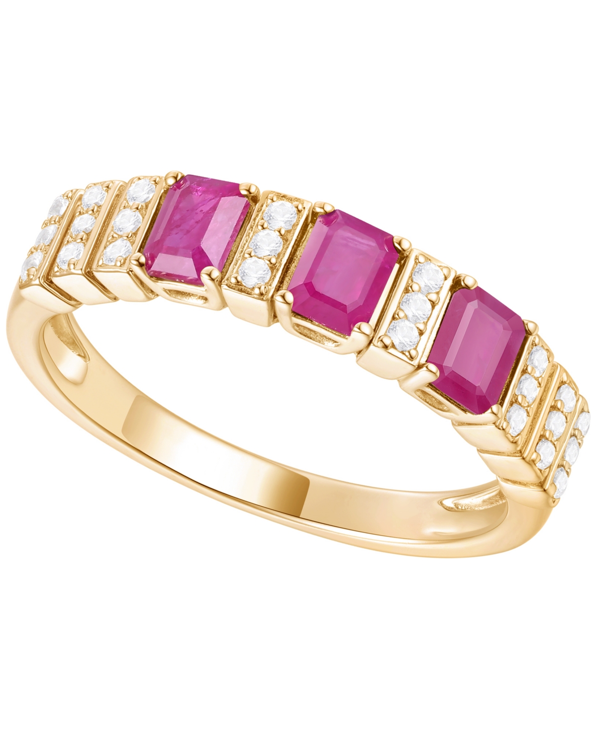 Macy's Gemstone And Diamond Ring (1/6 Ct. T.w.) In 14k Gold And White Gold In Gold