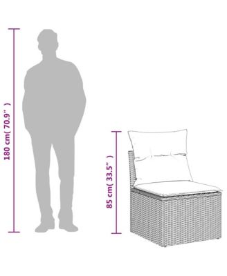 Garden Sofa Black PE Rattan, Powder-Coated Steel Single Sofa