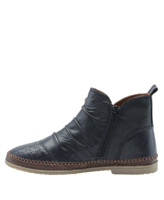Pomeroy Leather Booties with Basketweave Toe and Lightweight Flexible Sole