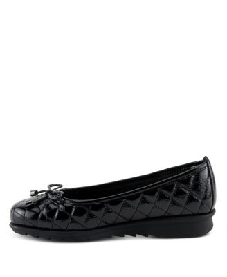 Ballequina Quilted Leather Ballet Flat with Bow Detail and Removable Insole