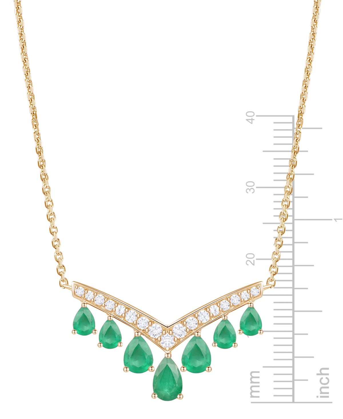 Macy's Gemstone And Diamond Necklace (1/3 Ct. T.w.) In 14k Gold And White Gold In Gold