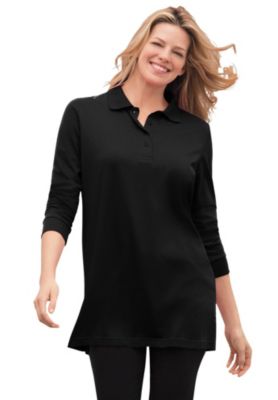 Women's Plus Size Long-Sleeve Polo Shirt