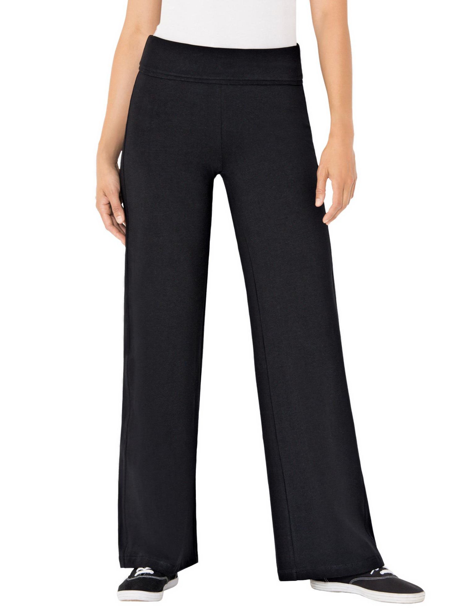 Women's Within Tall Stretch-Cotton Knit Pull-On Wide-Leg Leggings