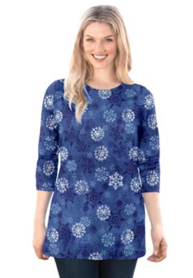 Plus Size Within Perfect Printed Long-Sleeve Crewneck Tee