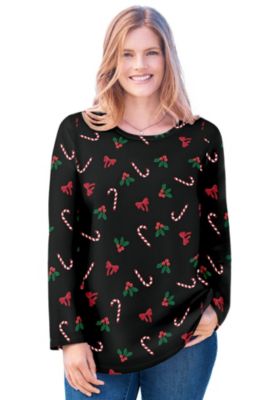 Plus Size Within Perfect Printed Long-Sleeve Crewneck Tee