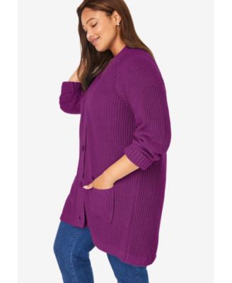Plus Size Within Button-Front Shaker Cardigan