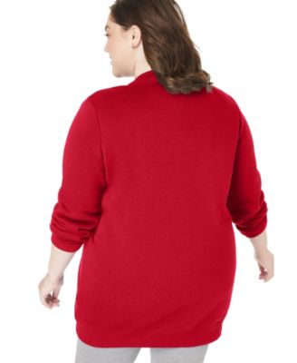 Plus Size Fleece Baseball Jacket