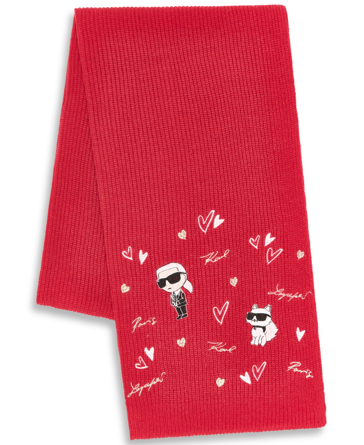 Karl Lagerfeld Paris Women's Embroidered Hearts Scarf