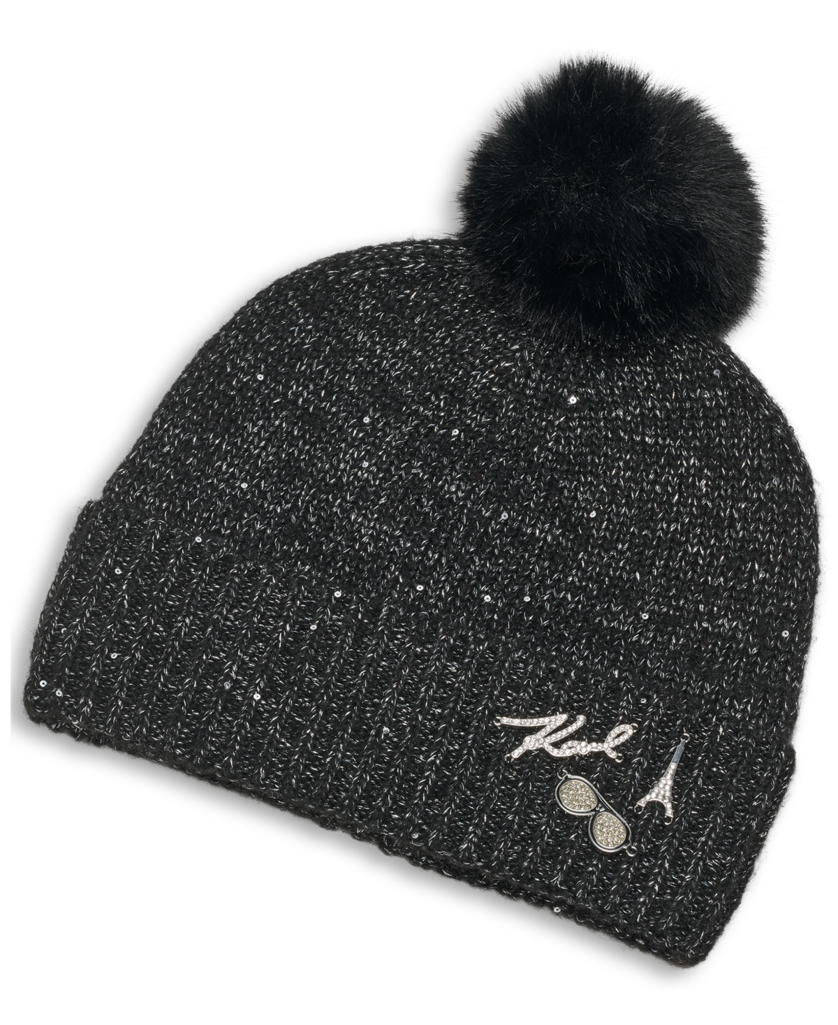 Karl Lagerfeld Paris Women's Pom Detail Beanie