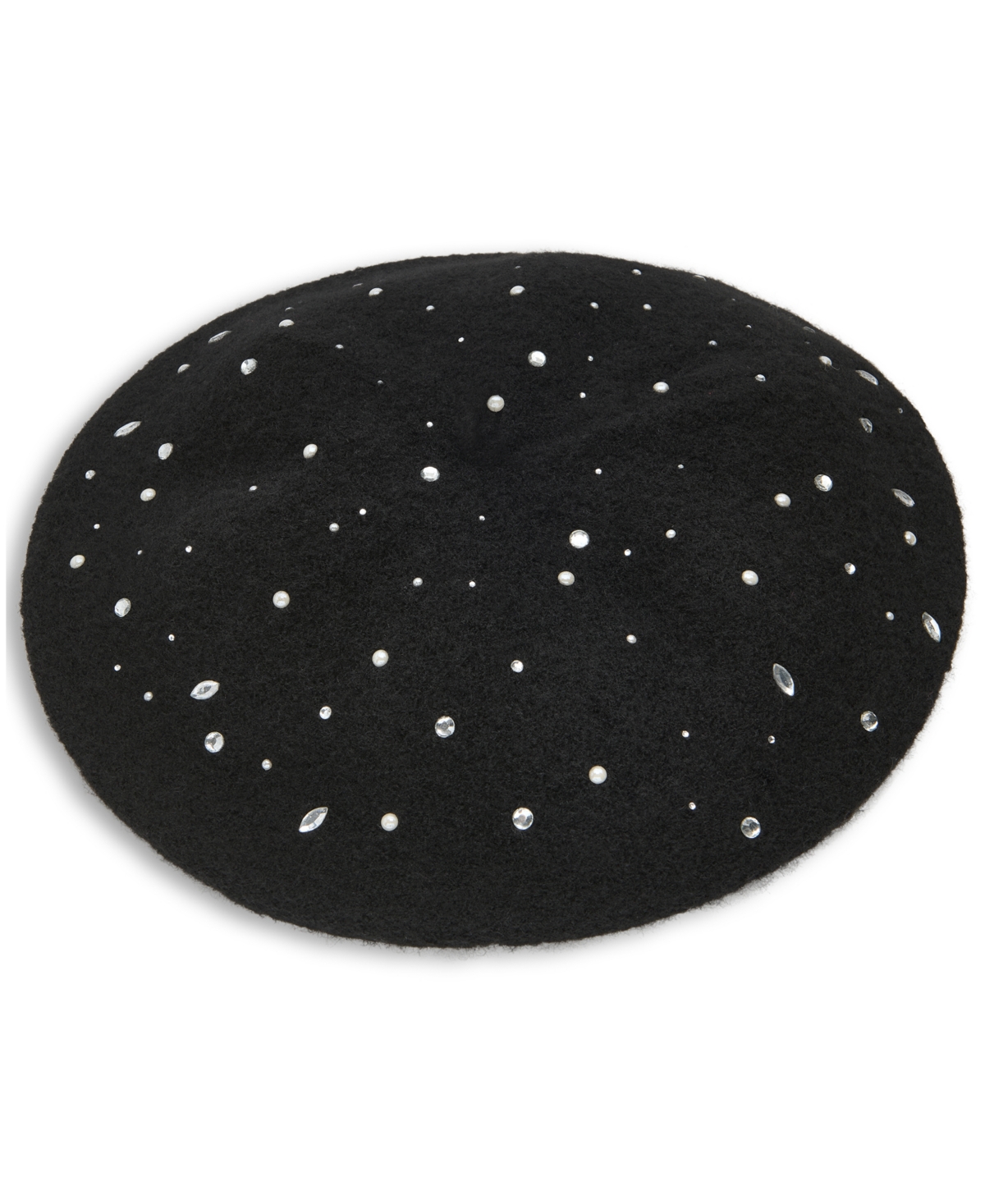 Karl Lagerfeld Women's Crystal Stud Detail Beret Hat In Black