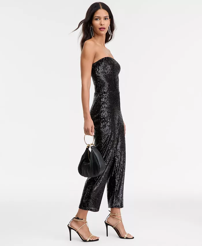 Women's Sequin Strapless Jumpsuit - thumbnail 3