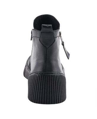 Kelko Leather Bootie with Decorative Zipper, Removable Insole, and Sporty Sole