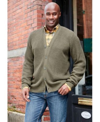 Big & Tall Shaker Knit V-Neck Cardigan Sweater